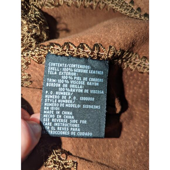 Vintage 90s Y2K Static Brown Suede Crochet Patched Blazer Boho Size Medium - Picture 8 of 9